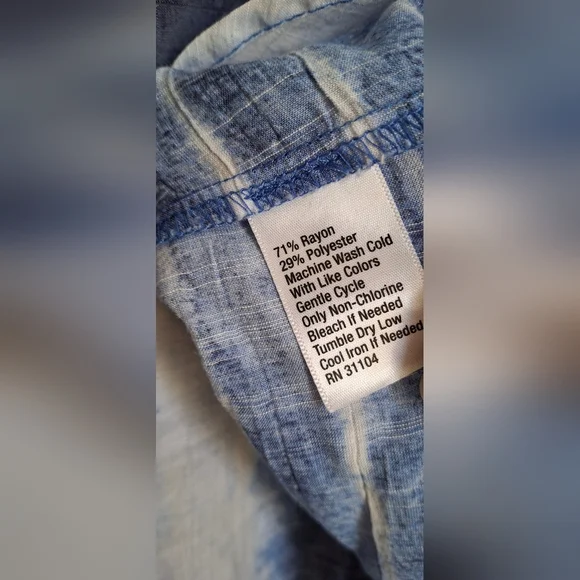 Kim Rogers Blue and White Women's Top Sz 2XL Rayob Poly Casual Trabel Cruise - Picture 6 of 8